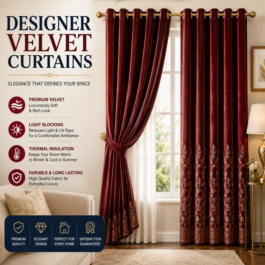 Luxury Velvet Curtains by AR Home Furnishing | Designer Blackout Drapes