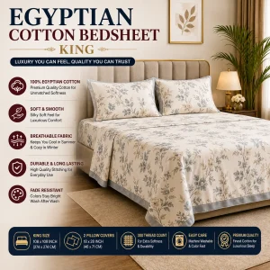 Luxurious Pure Egyptian Cotton King Size Bedsheet by AR Home Furnishing