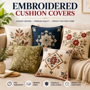 Premium Embroidered Cushion Covers - Designer Decorative Cushion Cover for Sofa & Bed