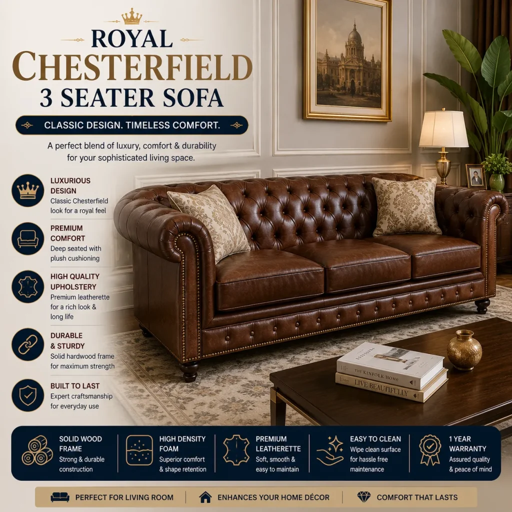 Classic Chesterfield Premium Sofa by AR Home Furnishing